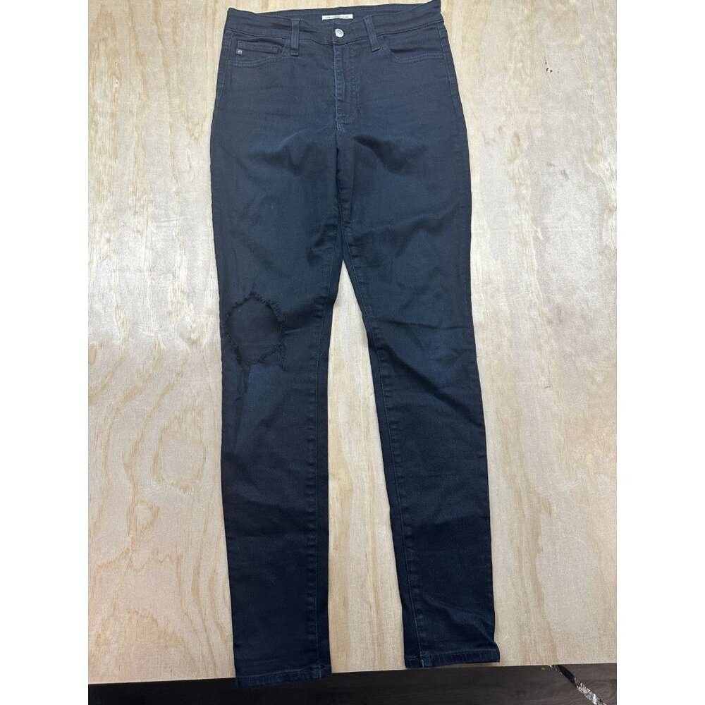 Alexa Chung For AG Skinny Jeans Black 29R Stretch Cotton Distressed‎